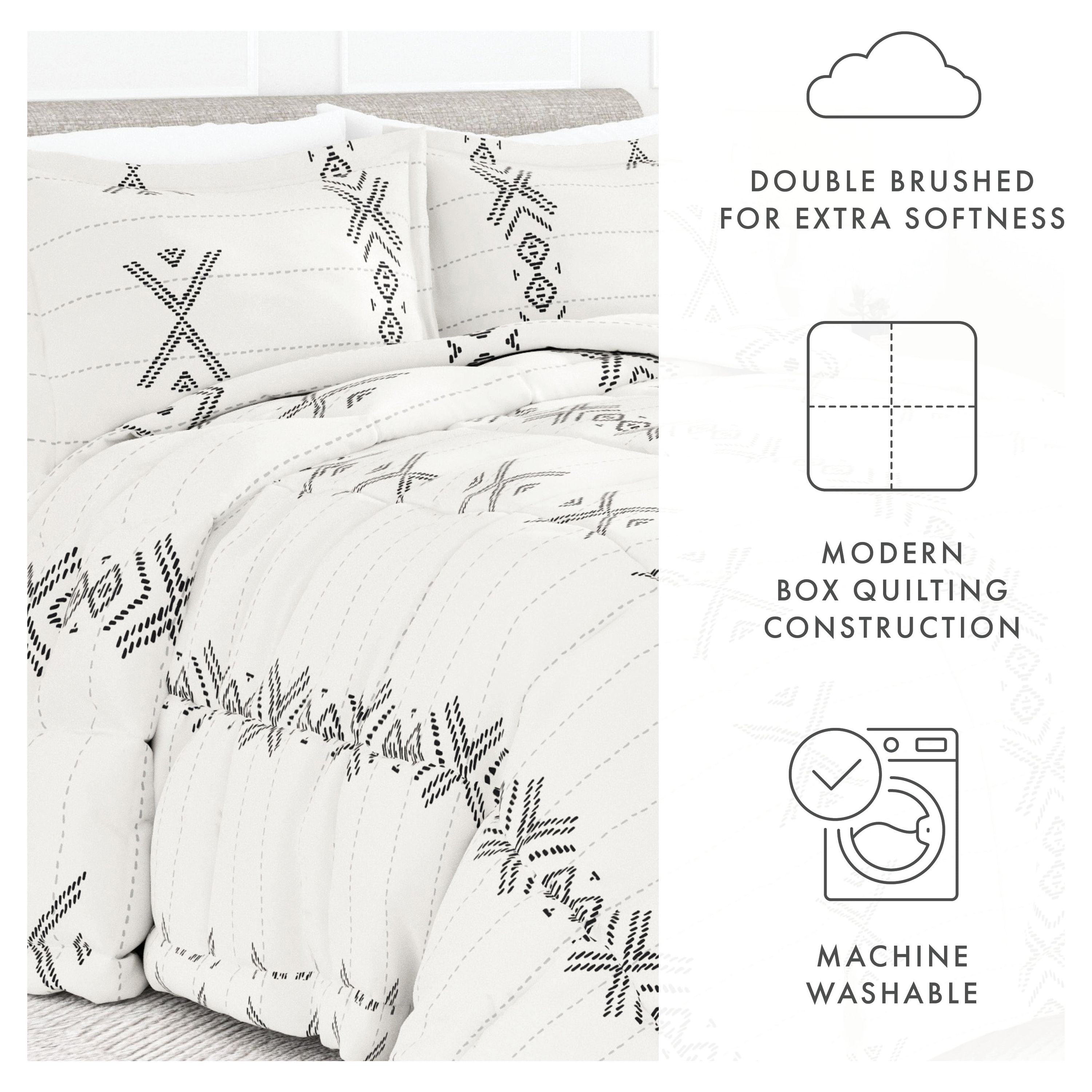 Noble Linens 2-Piece Gray Urban Stitch Print Comforter Set, Twin/TwinXL