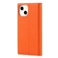 thumbnail image 2 of SaniMore Wallet Case for iPhone 14 6.1" 2022, Wrist Strap Flip Kickstand Card Slots Genuine PU Leather Shockproof TPU Shell Anti-fall Full-body Protective Cover For iPhone 14, Orange, 2 of 8