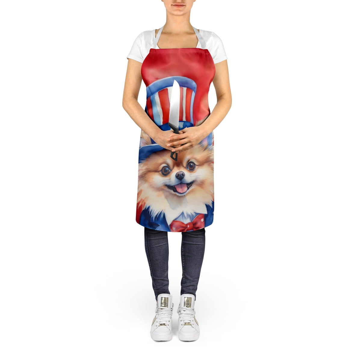 Pomeranian Patriotic American Apron 27 in x 30 in