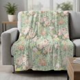 thumbnail image 2 of Green Flowers Blanket Soft Cozy Warm Throw Blanket for Couch, Plush Fuzzy Flannel Fleece Blankets for Sofa, Farmhouse Botanical Floral Leaves Art Bed Blankets Lightweight Gifts for Women, 50"x60", 2 of 9