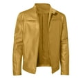 thumbnail image 4 of GXIPO Mens Leather Jacket Real Lambskin Cafe Racer Style Leather Biker Jackets For Men Yellow XL, 4 of 4