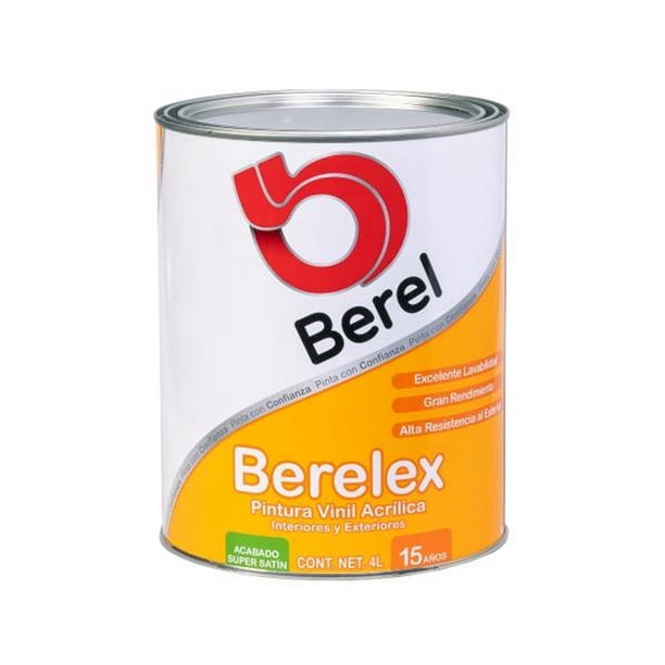 pintura berel berelex vinil acrílica interior/exterior 4l base deep satinado