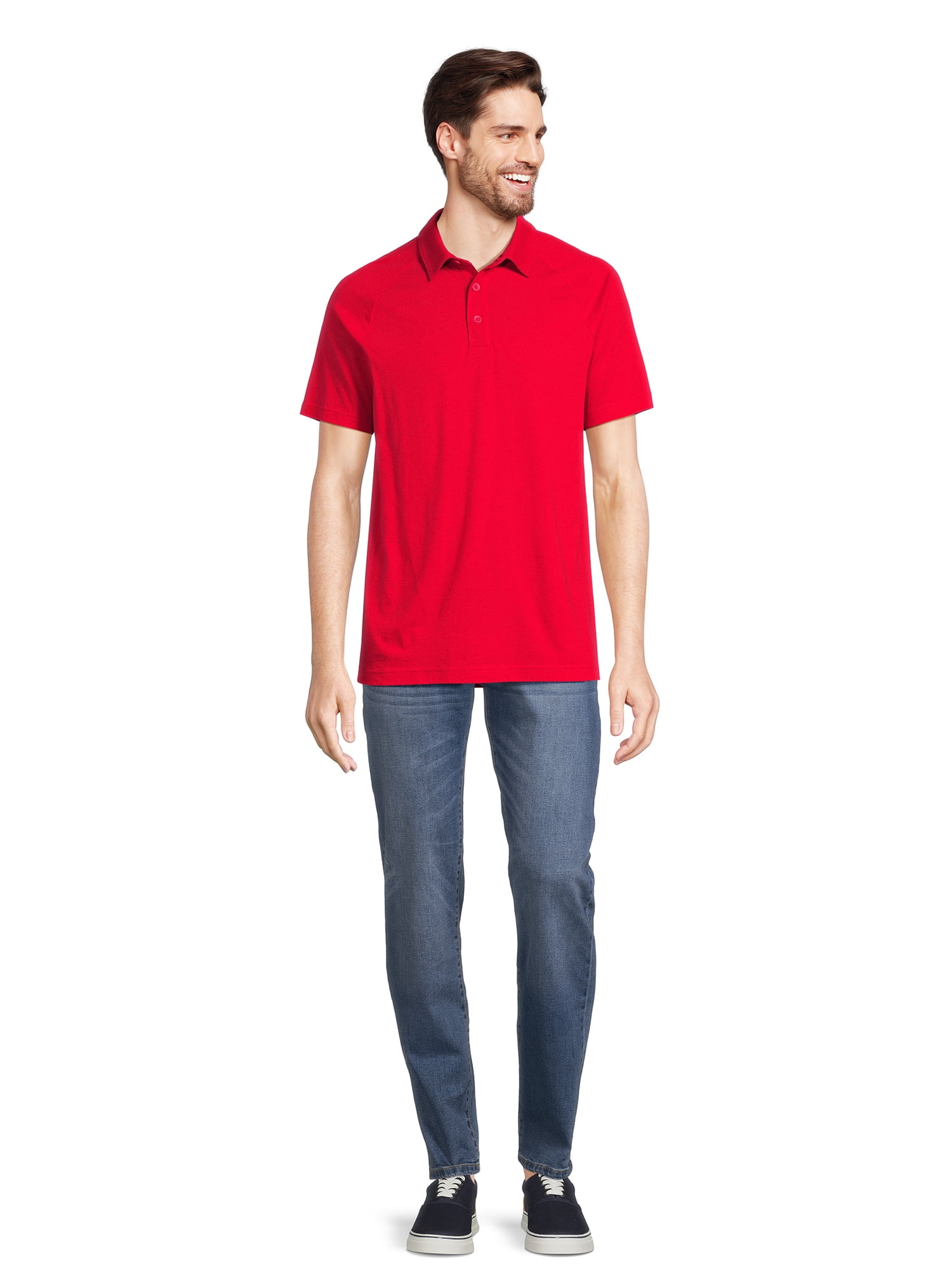 Athletic Works Men's & Big Men's Active Polo Shirt, Sizes S- 3XL