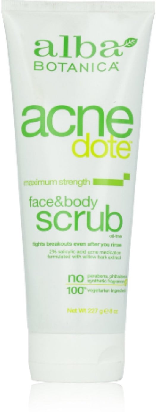 Alba Botanica Natural AcneDote Face & Body Scrub 8 oz (Pack of 2)