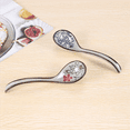 thumbnail image 6 of 4 Pieces Asian Retro Chinese Ceramic Rice Spoons Curved Handle Ramen Soup Spoon Painted Flower Spoons with Long Handle,4 * Soup Spoons,As shown, 6 of 10