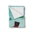 thumbnail image 2 of Snowman Soft Flannel Fleece Throw Blanket, Winter Landscape with Houses and Trees on the Background Snowy Weather Season, Cozy Plush for Indoor and Outdoor Use, 50" x 70", Multicolor, by Ambesonne, 2 of 5
