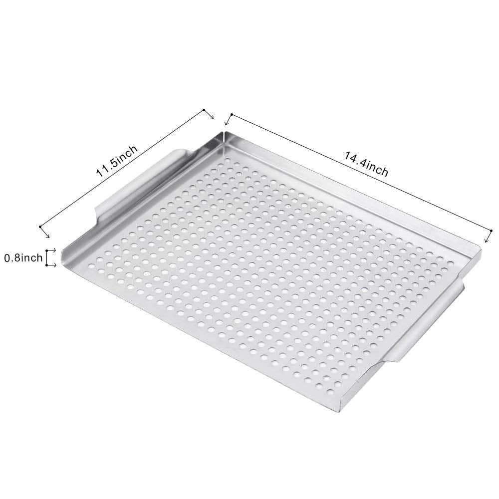 LIANTRAL LAITRAL Grid Grilling Pan- (Size 11.8? x 15.7?) Excellent for Outdoor BBQ, Baking, Grilling Meat, Fish- Silver Color (NX-PL02-11)