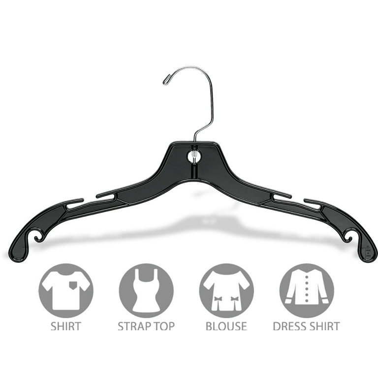 Matte Black Plastic Top Hanger, Space Saving Hangers with Notches and 360  Degree Chrome Swivel Hook, 50 Pack 
