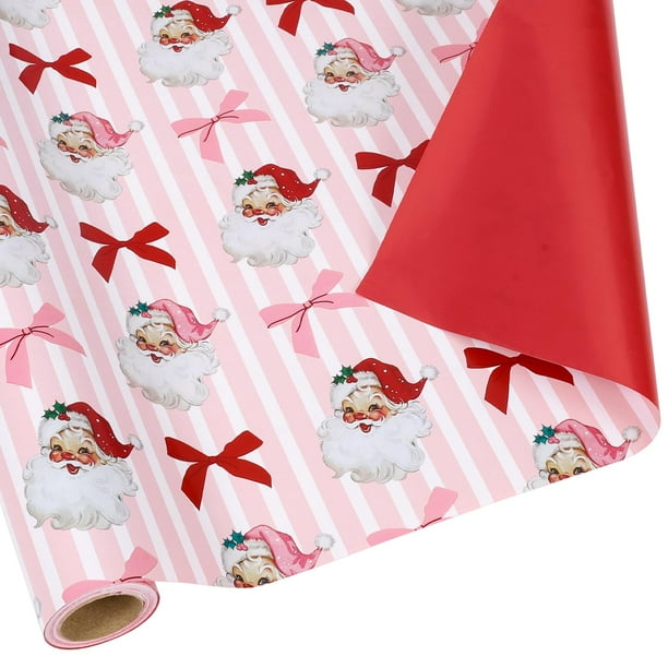Papel de regalo BIOBROWN 43 x 10 m, rosa, Papá Noel, reversible