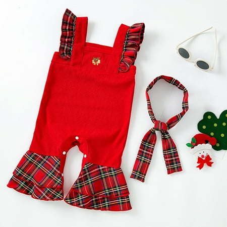 

YWDJ Baby Girl Outfit Sets Thin Cotton Jumpsuit Warm Long Sleeve Cotton Men And Women Boneless Climbing Clothes Red 1-2T