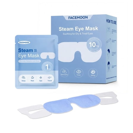 FACEMOON Steam Eye Mask 45 Minutes Gentle Heat for Eye Comfort Improved Sleep Relaxation Therapy