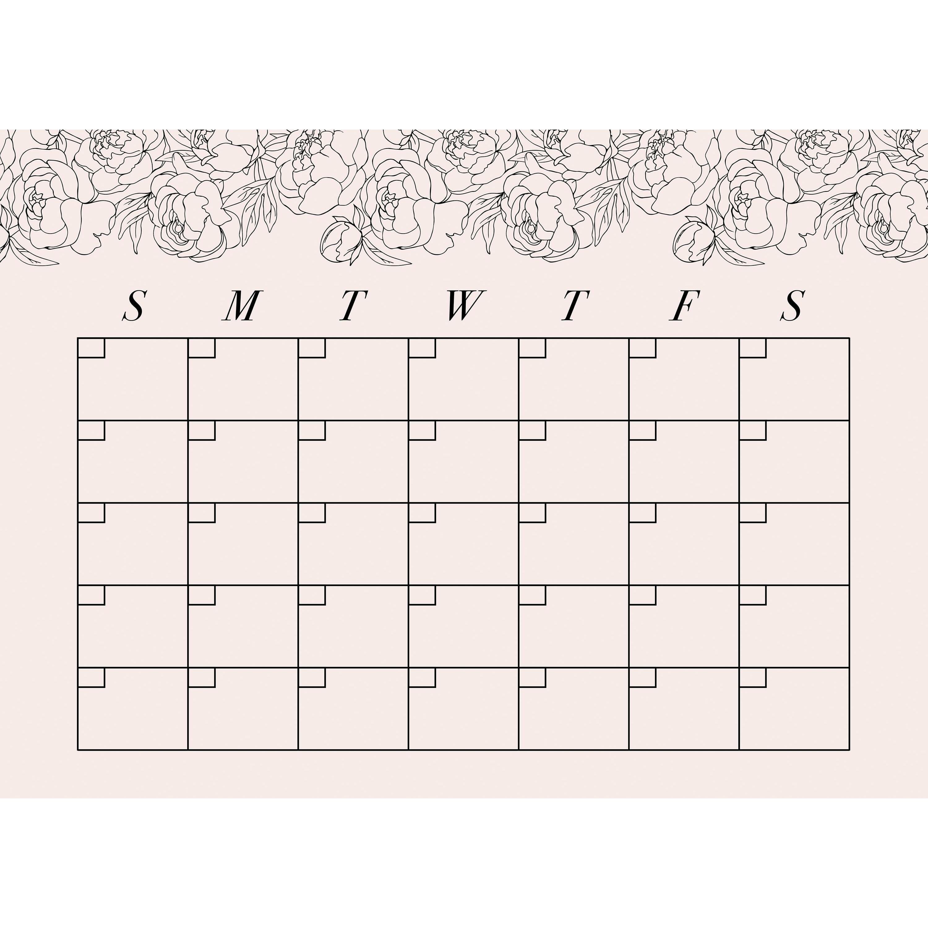 RoomMates RMK4877SCM Blush Peony Monthly Calendar Dry Erase Peel and Stick Wall Decals 