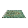 thumbnail image 2 of Ahgly Company Machine Washable Indoor Round Medallion Turquoise Blue Traditional Area Rugs, 4' Round, 2 of 4