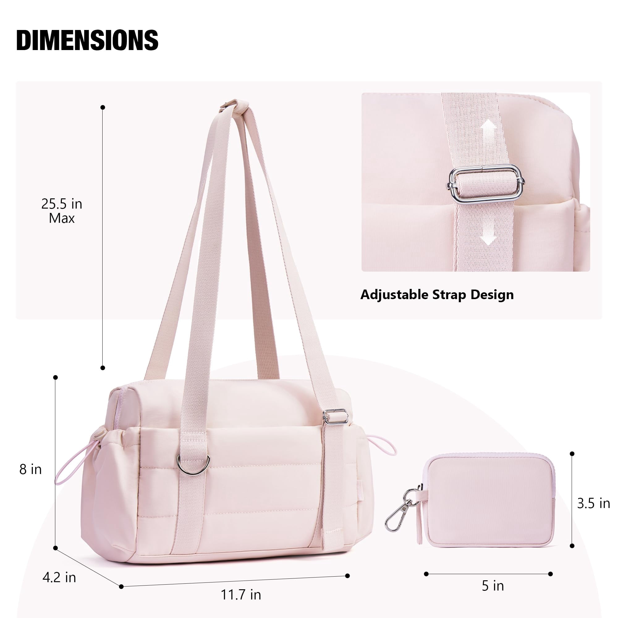 XINLANER Mini Gym Bag for Women, Small Gym Tote Bag Puffy Quilted Sports Duffel Bag with Wet Compartment and Coin Purse Duffel Bags Dance Yoga Workout Bag