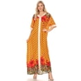 thumbnail image 5 of Sakkas Sabra Womens Long Casual Cover-up Tunic Kaftan V neck Dress - 1917-Mustard - XXL, 5 of 5