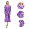 thumbnail image 4 of Albornoz de polar con capucha para mujer, albornoz de felpa suave para mujer, bata larga y esponjosa, 4 of 6