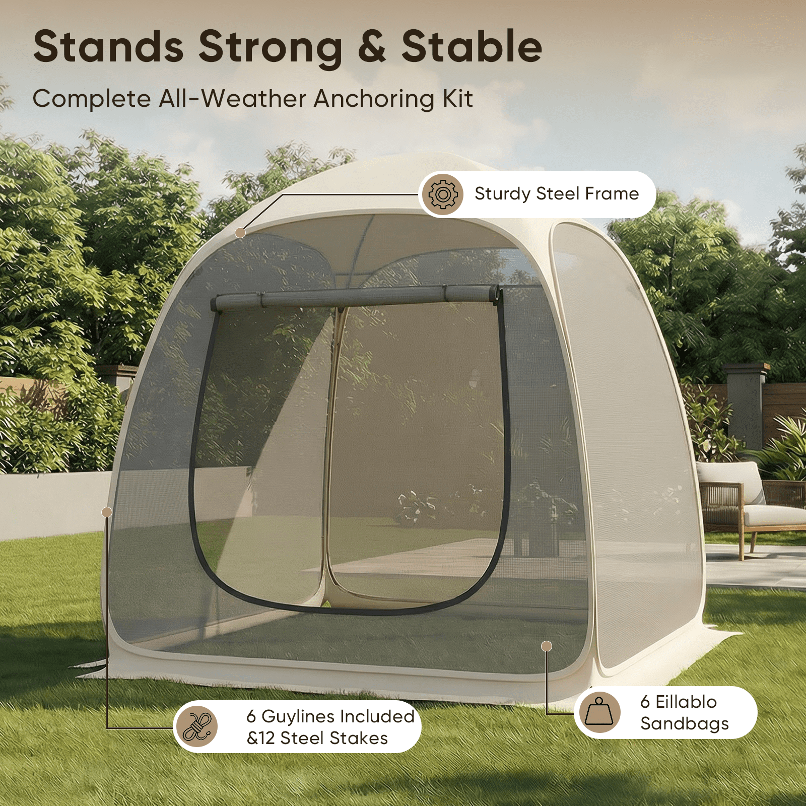 TABU Screen House Tent, 6x6ft Pop up Screen Tent, 4-5 Person Screened Canopy Tent with Carry Bag for Backyard & Outdoor Activities
