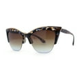 thumbnail image 2 of Womens Half Rim Elegant Metal Brow Designer Cat Eye Sunglasses Blue Tortoise, 2 of 4