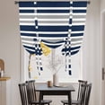 thumbnail image 4 of Tie Up Curtains for Windows Gray Striped Valance Adjustable Balloon Curtain Navy Blue Contrast Stripes Tie Up Shades for Kitchen Living Room Bedroom Privacy Curtain Drape 34x45 Inch, 4 of 9