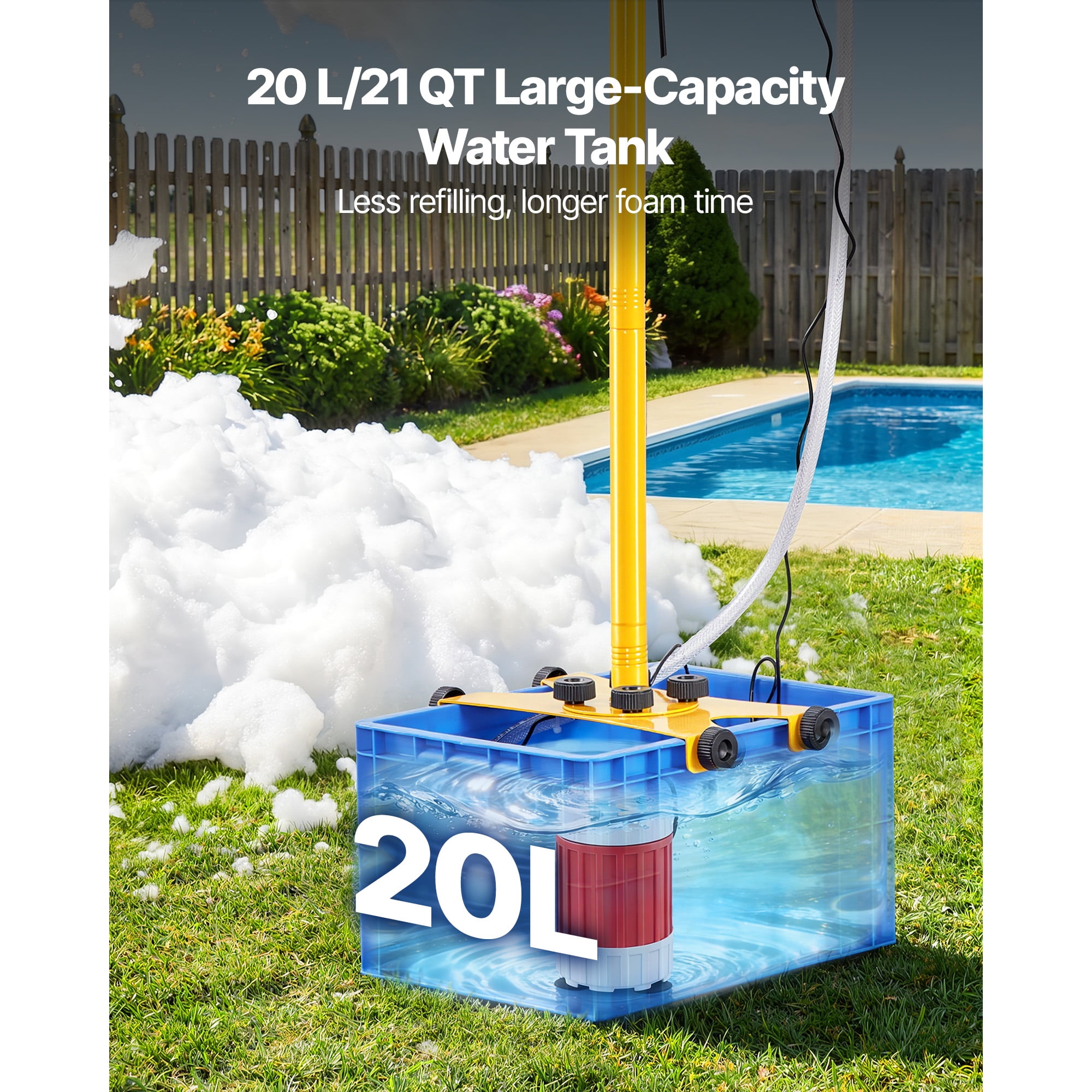 KFFKFF Foam Machine with Adjustable Angle, Bubble Maker with 21QT Tank, Vertical Design for Events, Celebrations, and Parties
