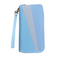 thumbnail image 4 of Cartera larga Monedero Monedero PU Cremallera de 2 vías 2 compartimentos Monedero de mano de colisión de color de gran capacidad para mujeres Adultos Diario Azul, 4 of 12