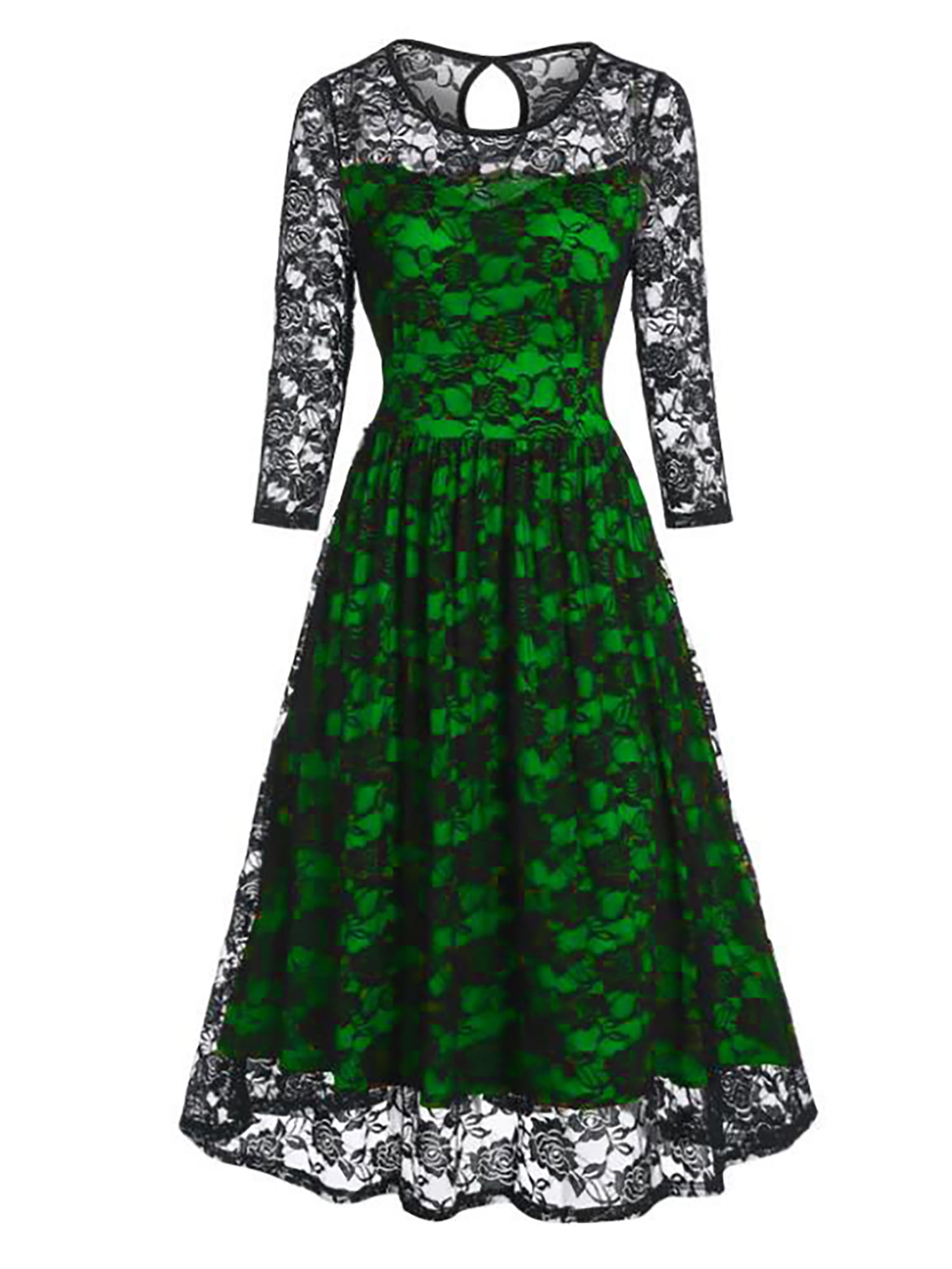 emerald green retro dress