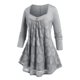 thumbnail image 2 of Botón de La Flor de Encaje Plisado Camiseta Rosegal Mangas largas de talla grande, 2 of 5