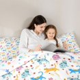 thumbnail image 4 of Manfei Boho Folk Cat Full Size Comforter Sets, Floral Art Bedding Comforter Set, White Blue, Stars Reversible, 3pcs, 1 Comforter and 2 Pillowcases, 4 of 7