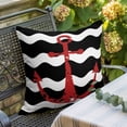 thumbnail image 5 of Red Nautical Throw Pillow Cover Anchor Navy Blue Wavy Stripes Cotton Linen Cushion Cover Throw Pillow Case with Invisible Zipper for Couch Sofa Bed Chair Car 26x26 Inch, 5 of 9