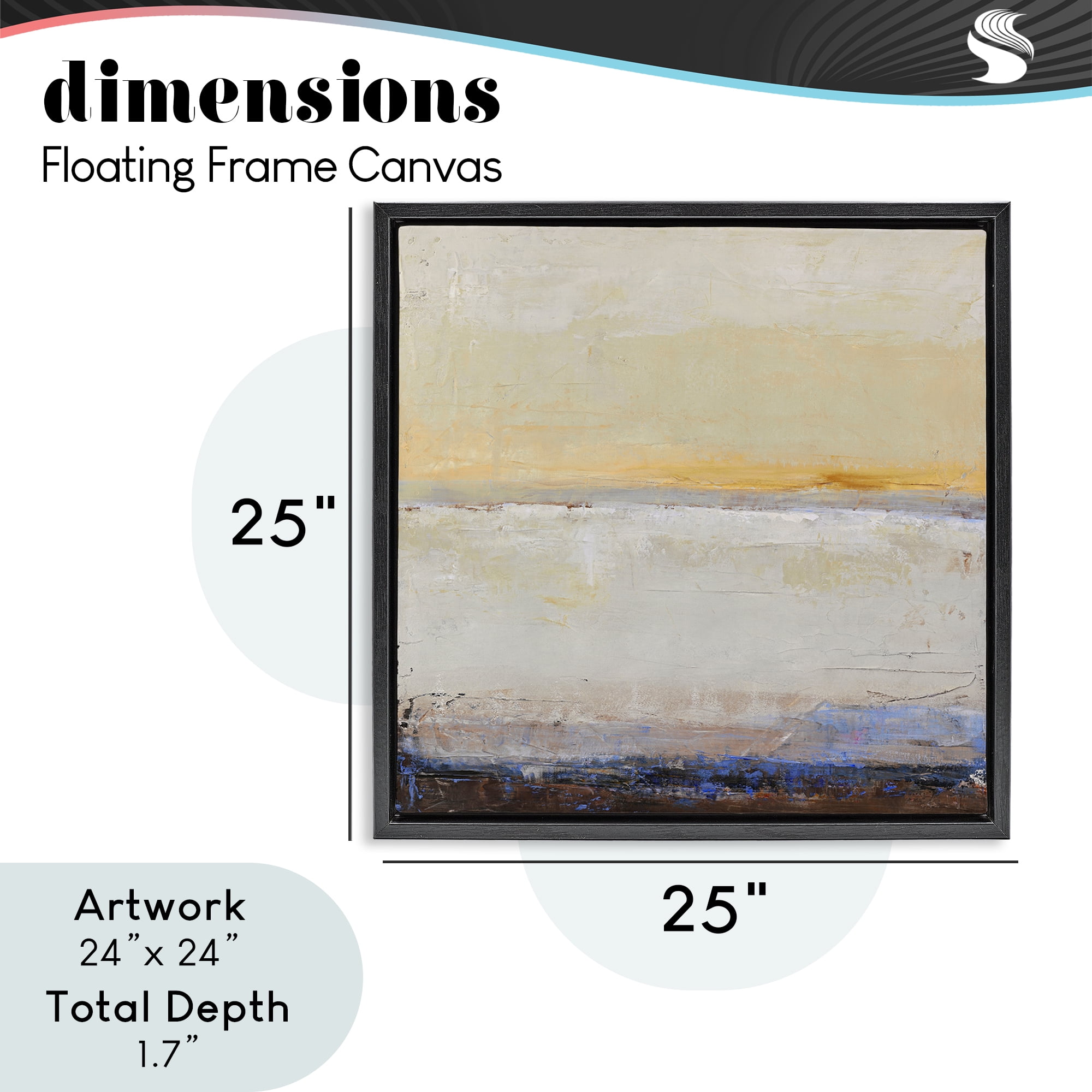 Sweeping Subtle Horizon Black Framed Floater Canvas Wall Art, design by Design Fabrikken