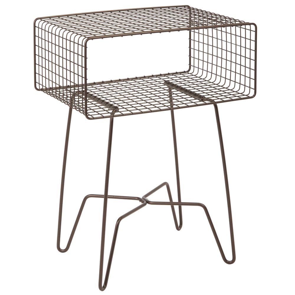 mDesign Modern Farmhouse Home Decor End Table, Wire Grid Storage Shelf