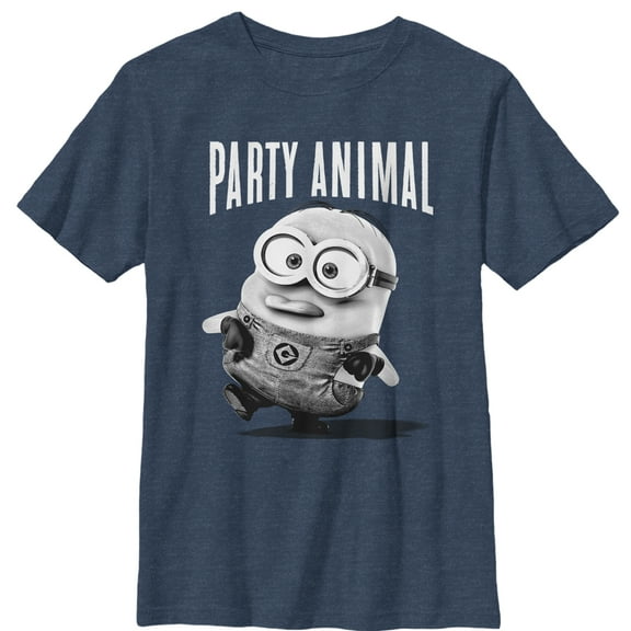 Boy's Despicable Me Minion Party Animal  Graphic Tee Navy Blue Heather Large