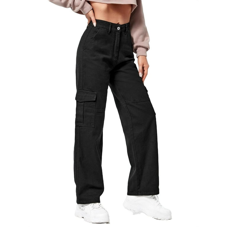 Black cargo pants womens cheap walmart