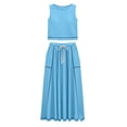 thumbnail image 5 of Women's 2 Piece Vacation Outfit Sleeveless Crop Top and Flowy Maxi Skirt Set, 5 of 8