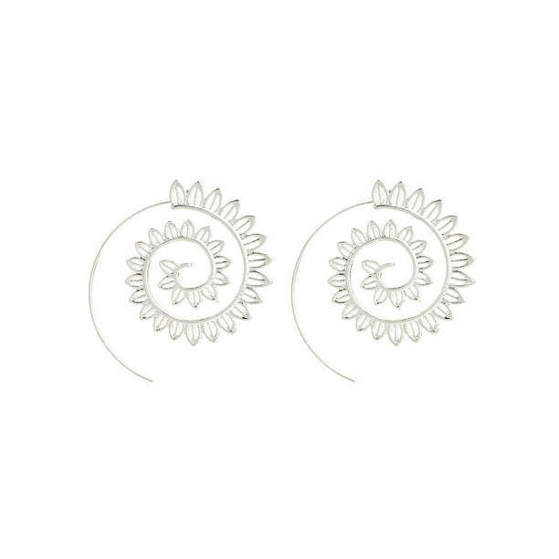 Qarigey Pendientes circulares de remolino, regalo de aniversario, decoraciones para mujer, colgante para colgar en la oreja, pendiente colgante con Ropa, zapatos y accesorios Miscelánea 4510 Plata Qarigey AP010229-06