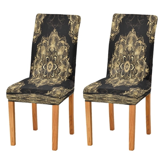 BZSMCE Chairs Slipcovers Dining Chair Covers Design Gold Blossom Printed Creative Pattern