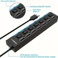 thumbnail image 4 of Adaptador expansor USB HUB 2,0 de alta velocidad, 4/7 puertos, divisor Multi USB, extensor múltiple con interruptor de lámpara LED para PC y portátil, 4 of 5