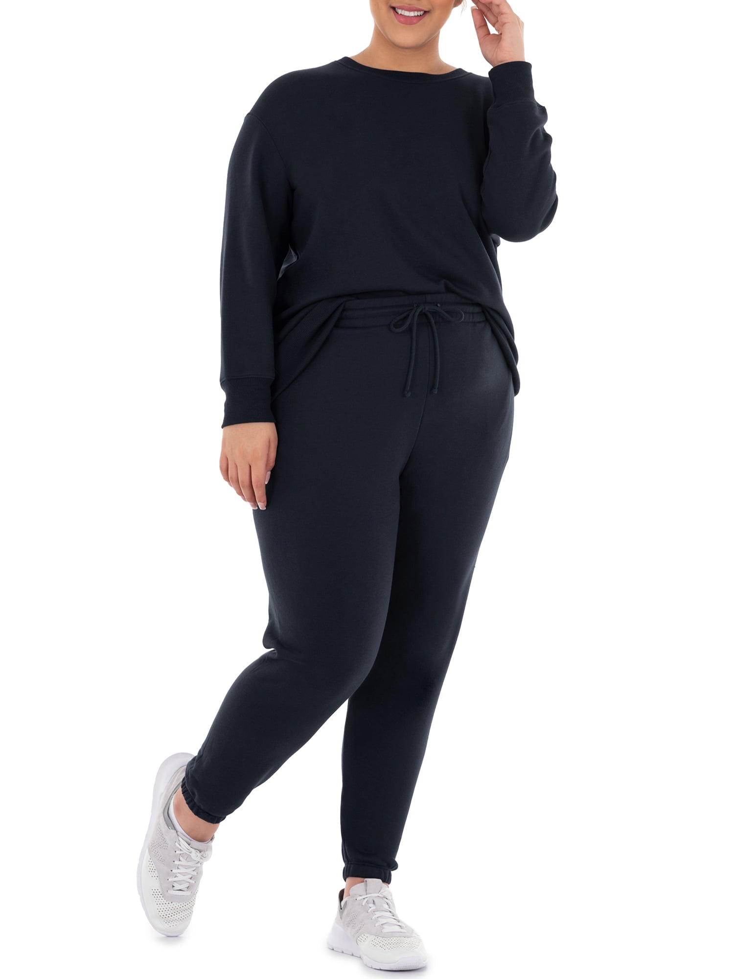 Terra & Sky Women's Plus Size Fleece Sweatshirt & Sweatpant 2-Pack