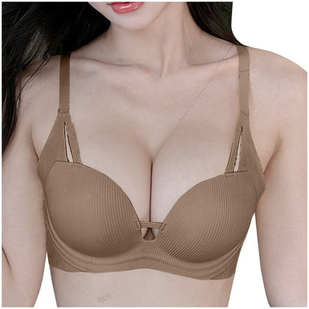 XFLWAM Women s Wirefree Bra Comfortable Push Up Bras Stretchable Straps Bra Full Support Gather Unlined Underwire Bra
