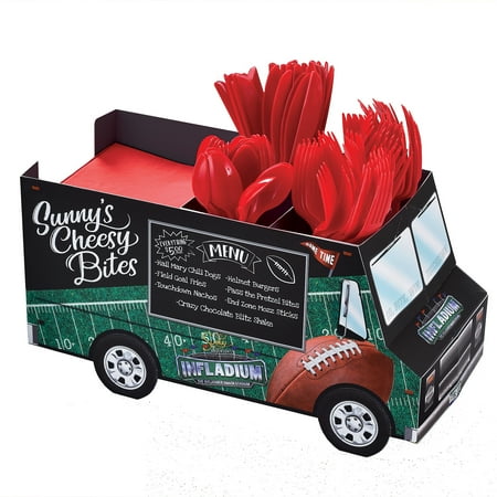 Amscan Sunny Anderson's Football Truck Utensil Caddy, Football Party Supplies and Decorations