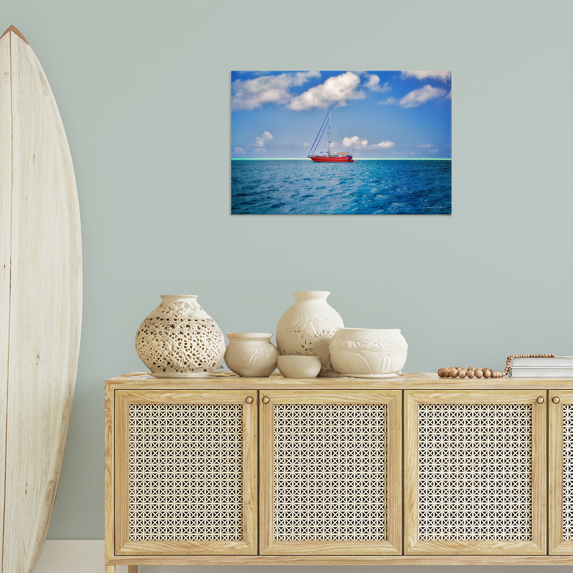Stupell Industries Ship & Cloudy Sea Nautical & Beach Photography Wrapped Canvas Art Print Wall Art, 30 x 20
