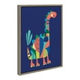 thumbnail image 2 of Kate and Laurel Sylvie Mid Century Modern Dino Blue Framed Canvas Wall Art by Rachel Lee of My Dream Wall, 18x24 Gray, Dinosaur Art for Wall, 2 of 8