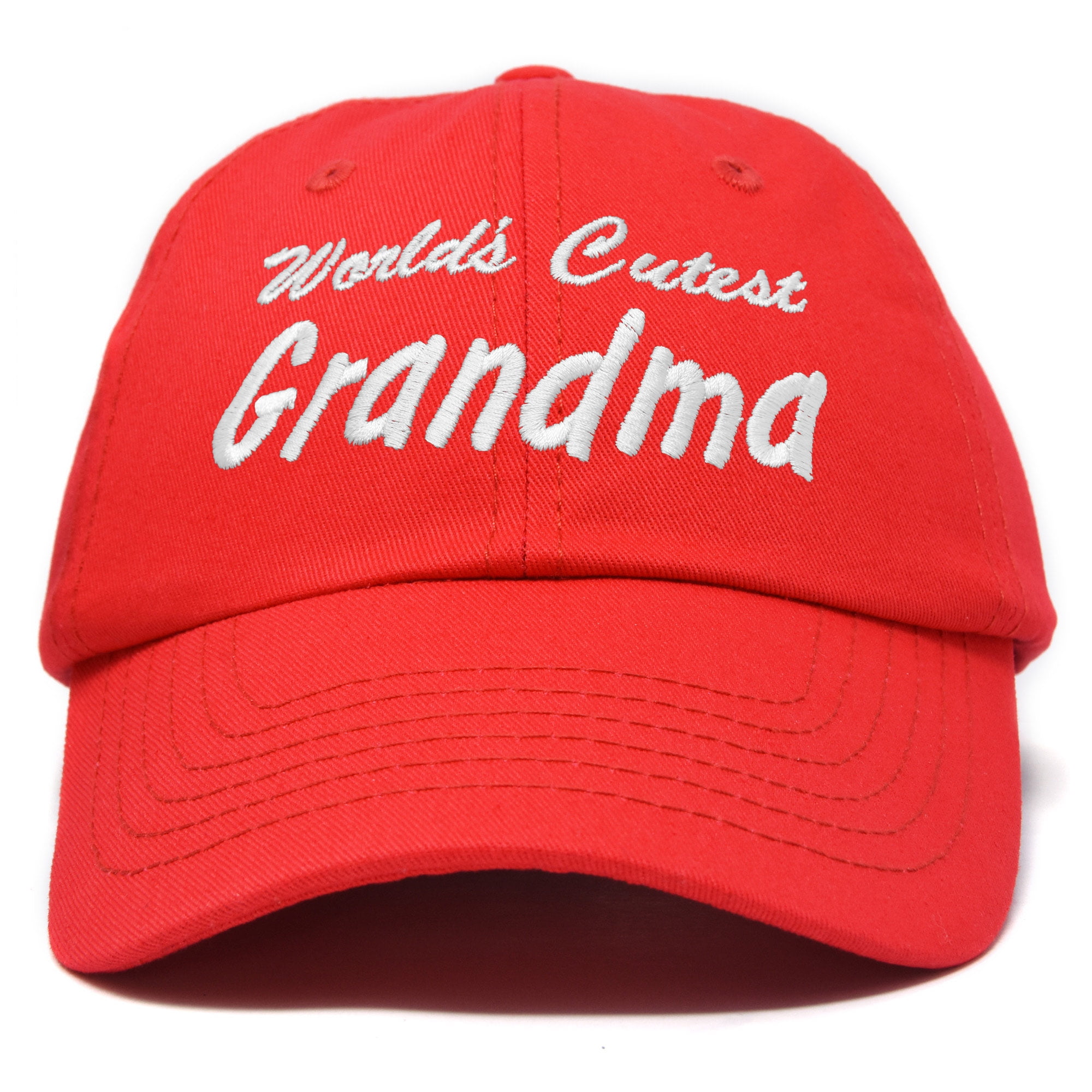 DALIX Worlds Cutest Grandma Hat Gift Embroidered Cotton Cap in Red