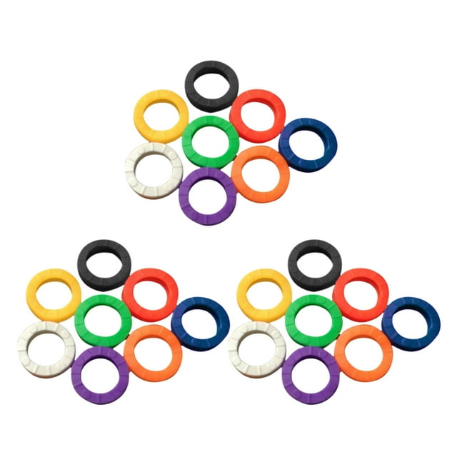 Visland 32 Pcs Plastic Key Covers Tags Soft Rubber Key Identifiers Standard Flat Organization House Key Colorful Key Toppers