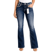 Jack David H&Y Women's Rhinestone Bootcut Stretchy Denim Jeans Pants