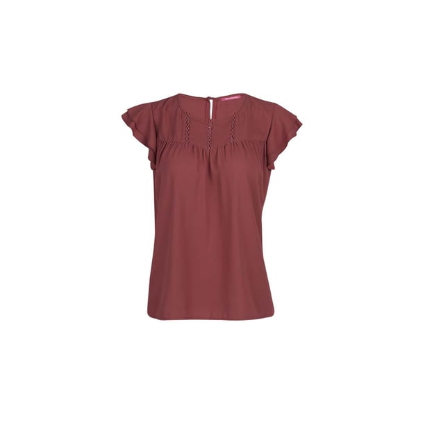 Blusa Mujer Lisa Manga con olanes Palo de Rosa Castalia 953-130
