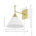 thumbnail image 3 of SAFAVIEH Velezia LED Gold Metal Wall Sconce with White Shade, 3 of 6