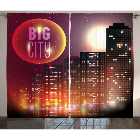 Panel Urban Lights - Modern Curtains 2 Panels Set,