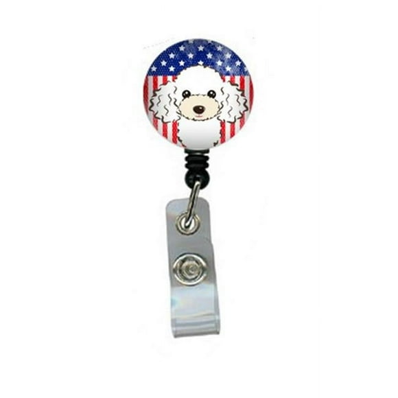 Carolines Treasures BB2187BR Drapeau Américain et Bobine Rétractable pour Badge White Poodle