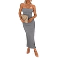 thumbnail image 1 of Vestido PRETTYGARDEN Strapless Gris Maxi Ajustado con Abertura Talle M, 1 of 8